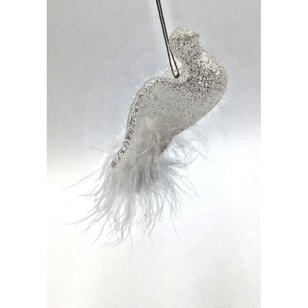 Lot of 6 Various White Blown Glass Ornament‎